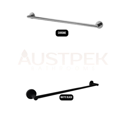 INSPIRE RONDO SINGLE NON-HEATED TOWEL RAIL MATTE BLACK 600MM AND 750MM