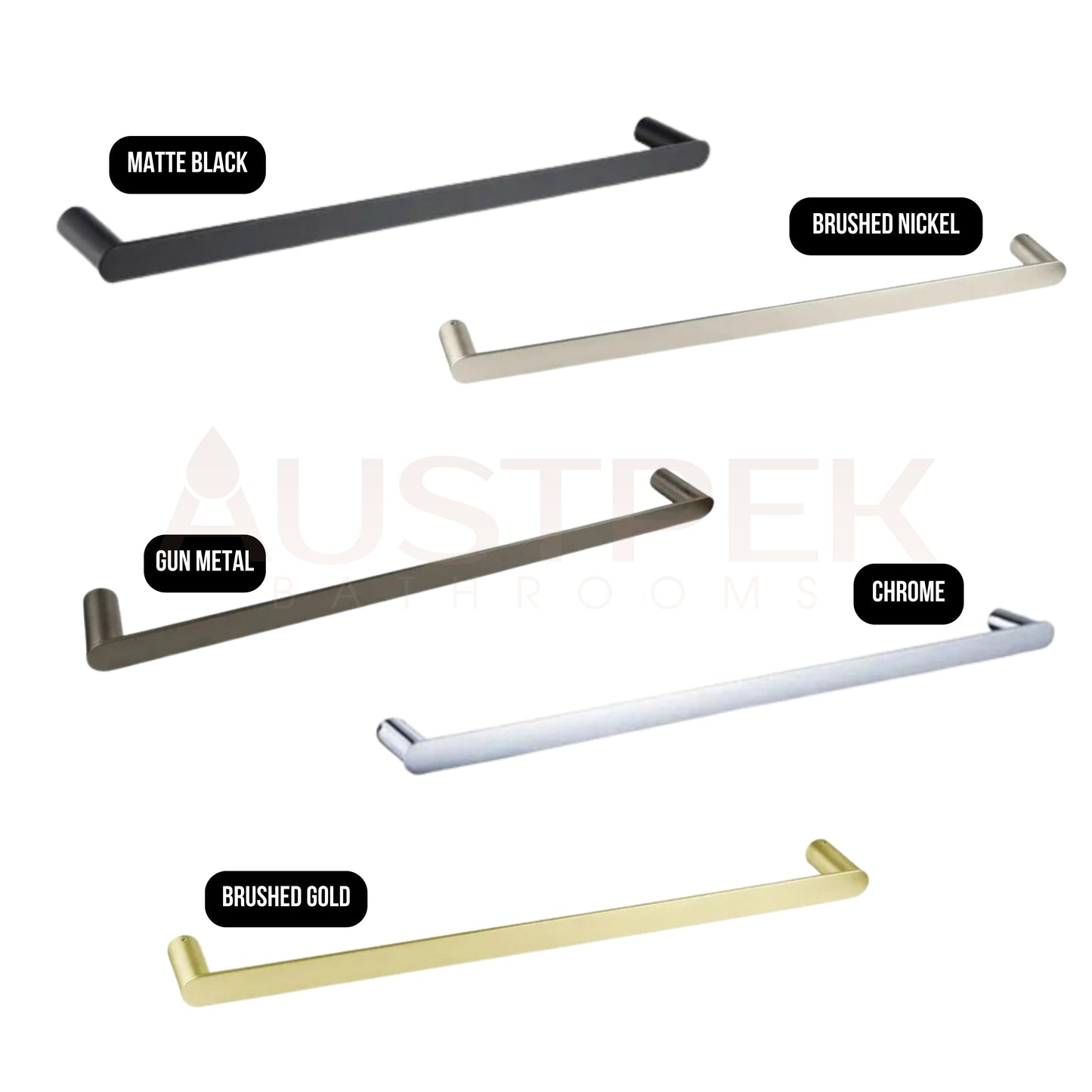 INSPIRE VETTO SINGLE NON-HEATED TOWEL RAIL BRUSHED GOLD 600MM AND 750MM