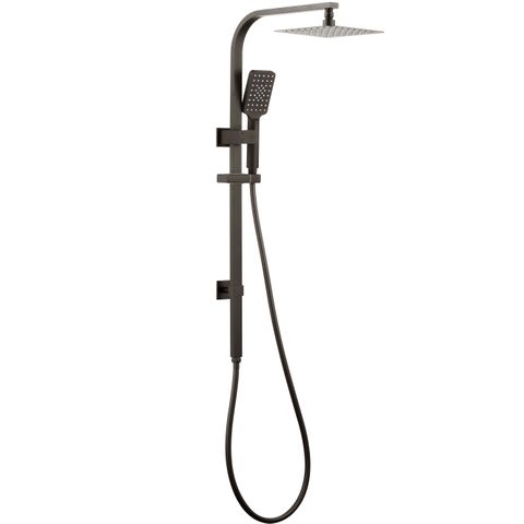 Inspire Taran Square Twin Shower On Rail Gun Metal