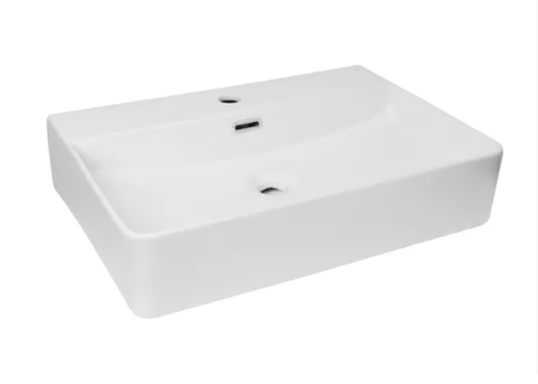 Inspire Wall Hung Square Basin 1 Tap Hole  600x420