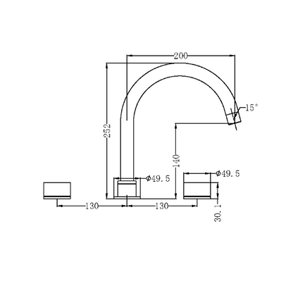 Nero Kara NR211703GM Gun Metal Bath Hob Set
