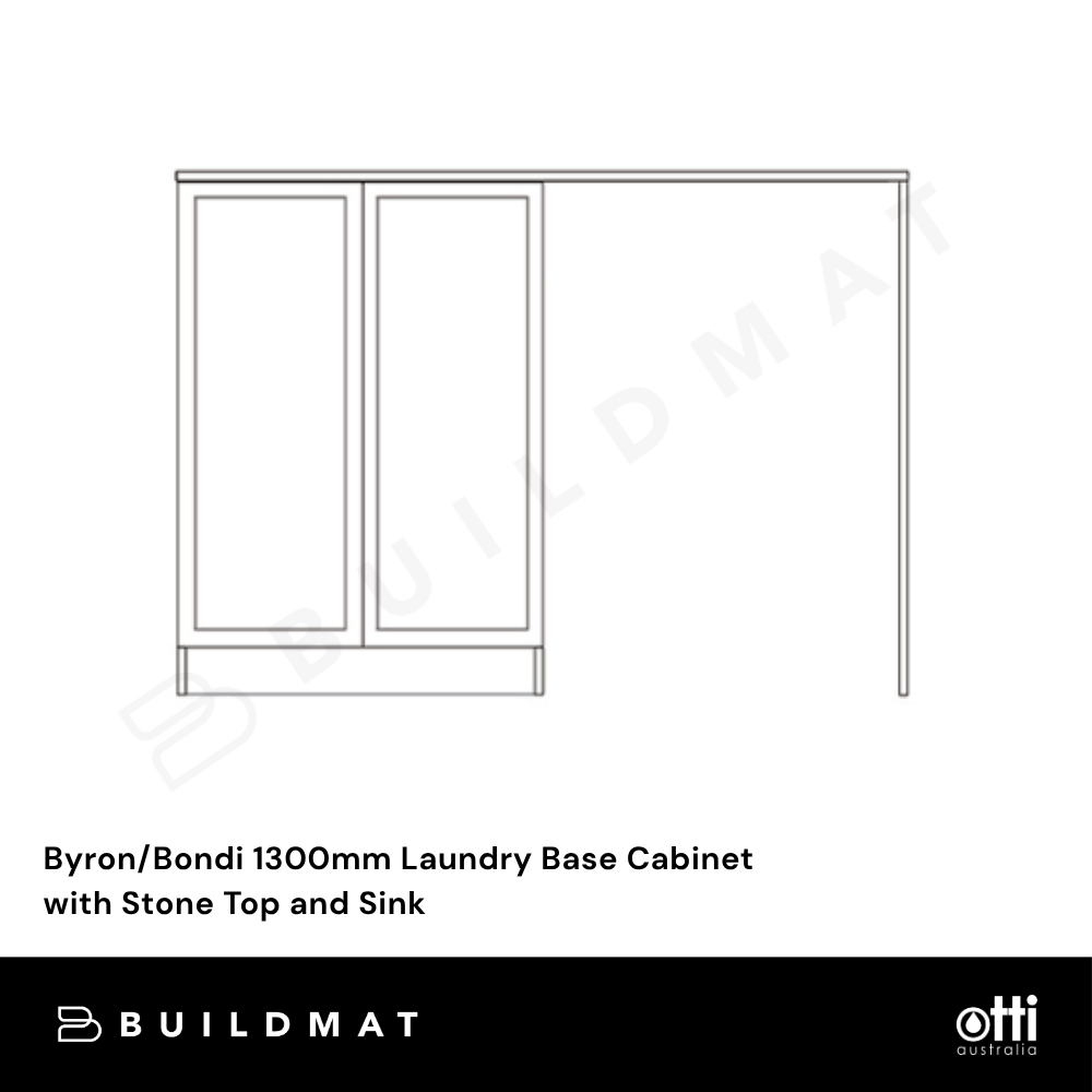 Otti Byron/Bondi 1300mm Natural Oak Laundry Base Cabinet with Stone Top and Sink
