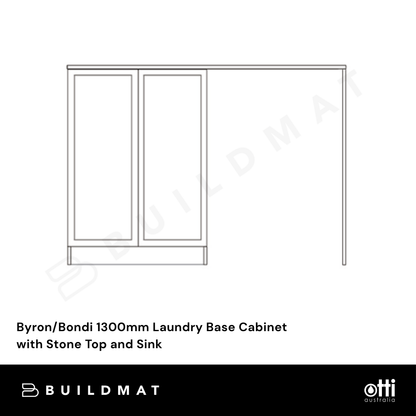Otti Byron/Bondi 1300mm Natural Oak Laundry Base Cabinet with Stone Top and Sink