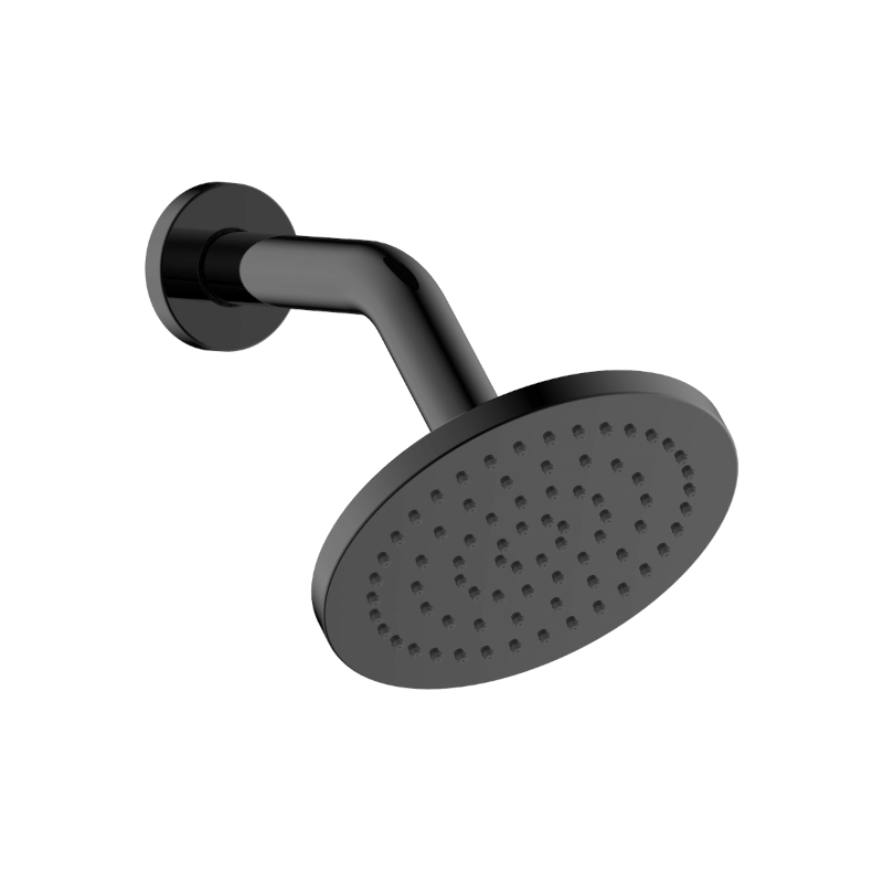 ABS 150mm Round Shower with 190mm Arm - Black