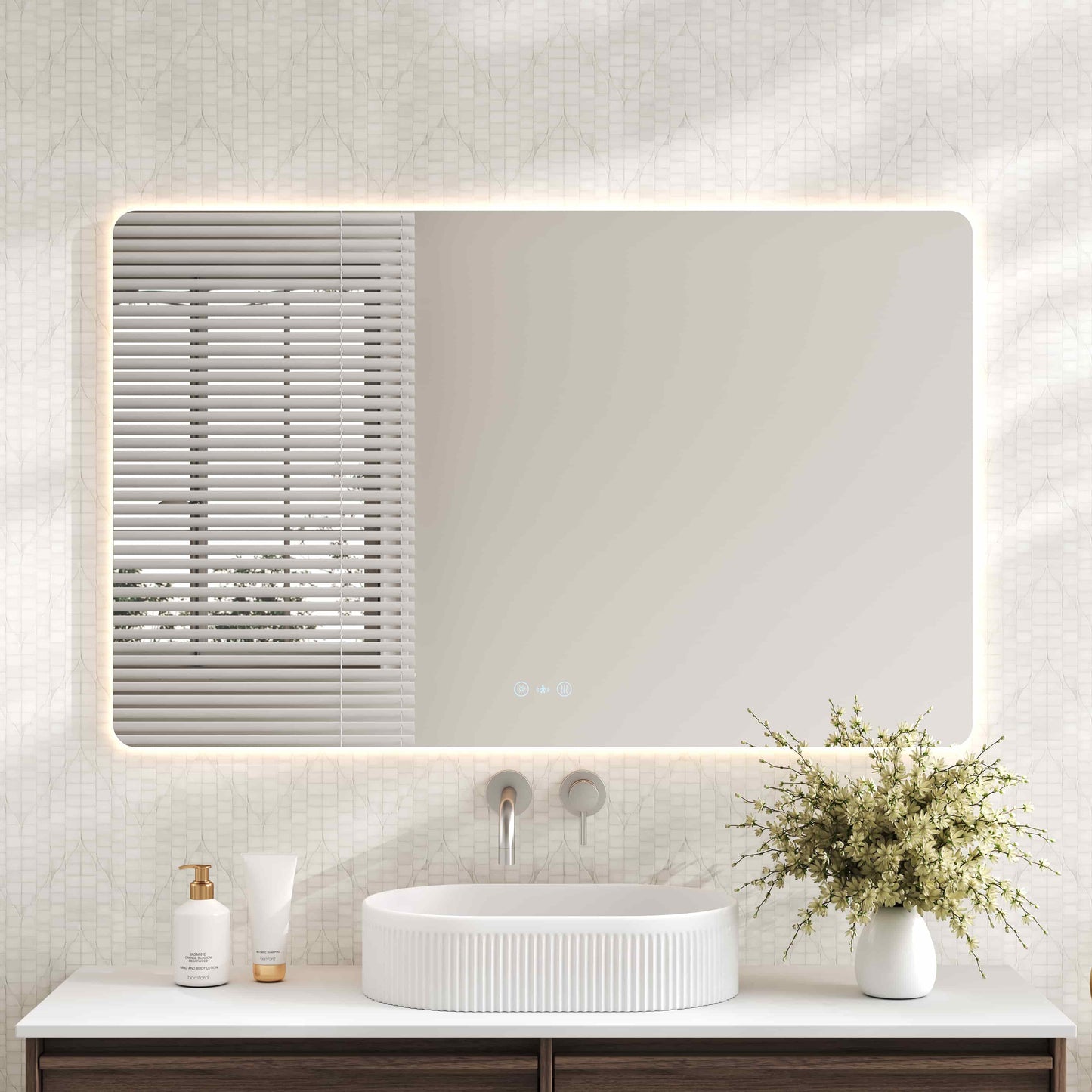 Luna LED Rectangular Mirror 1200mm - with Adjustable LED Lighting - 1200 x 750mm