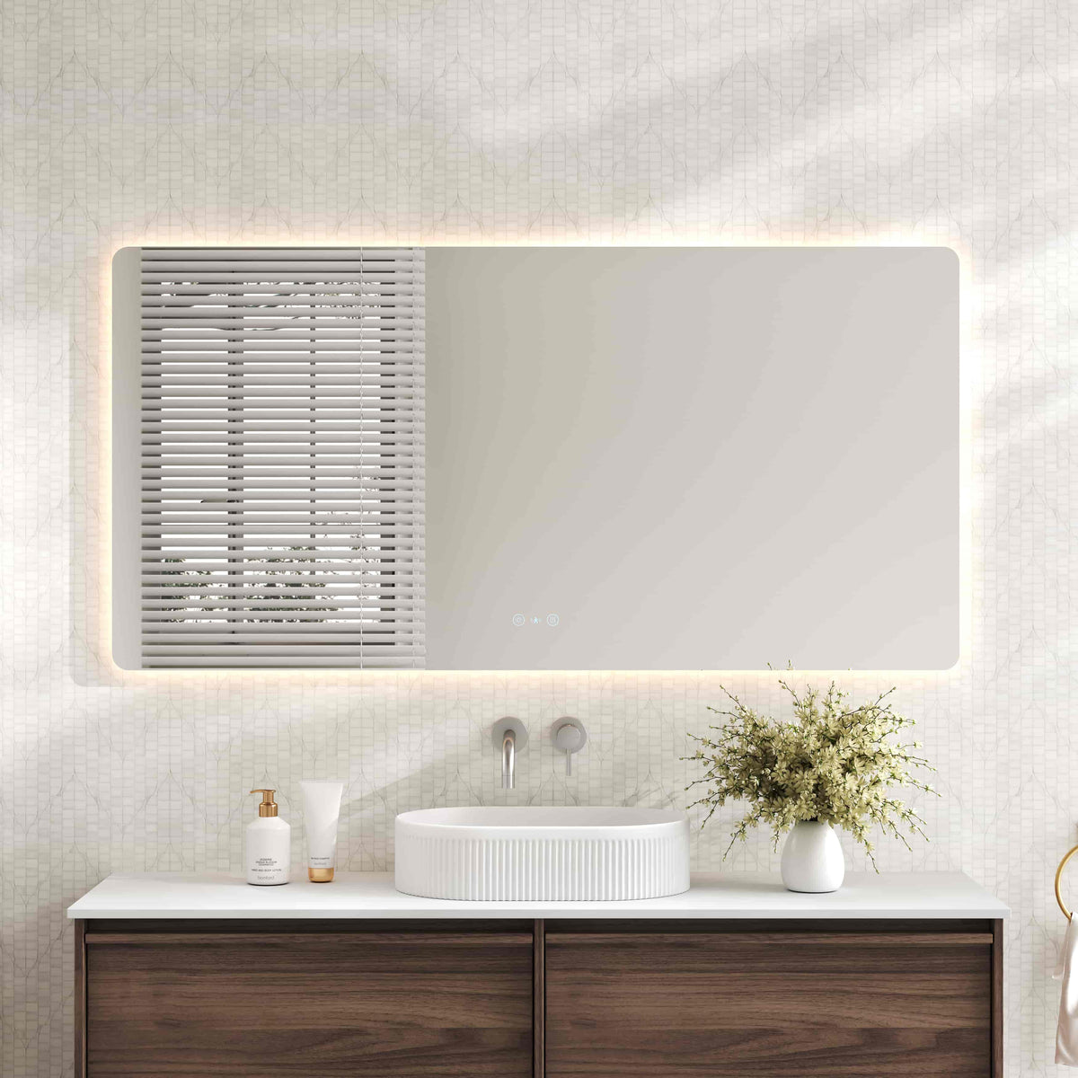 Luna LED Rectangular Mirror 1500mm - with Adjustable LED Lighting