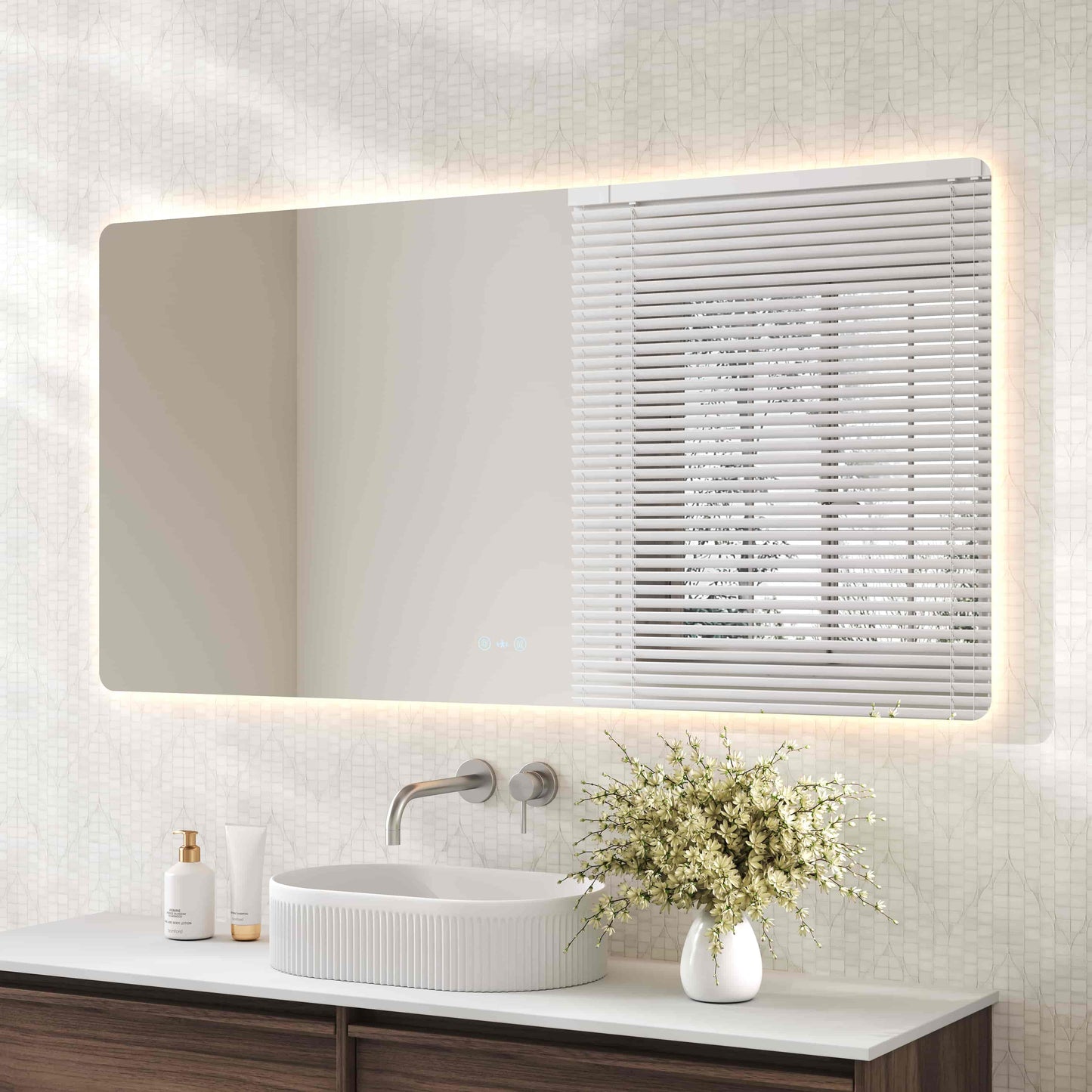 Luna LED Rectangular Mirror 1500mm - with Adjustable LED Lighting