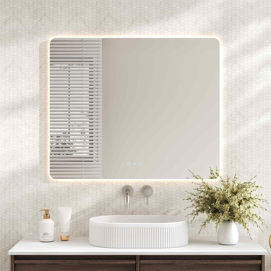 Luna LED Rectangular Mirror 900mm - with Adjustable LED Lighting - 900 x 750mm
