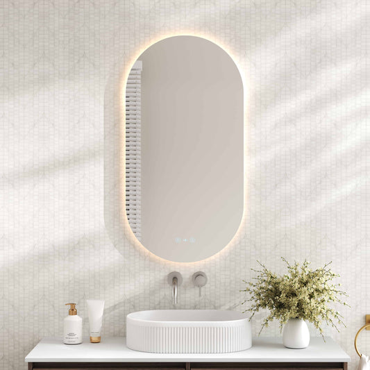 Luna LED Oval Mirror 500 x 900mm - with Adjustable LED Lighting - 500 x 900m