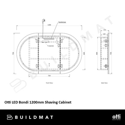 Otti LED Bondi 1200mm Natural Oak Shaving Cabinet