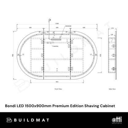 Otti Bondi LED 1500x900mm Premium Edition Shaving Cabinet Sable Walnut