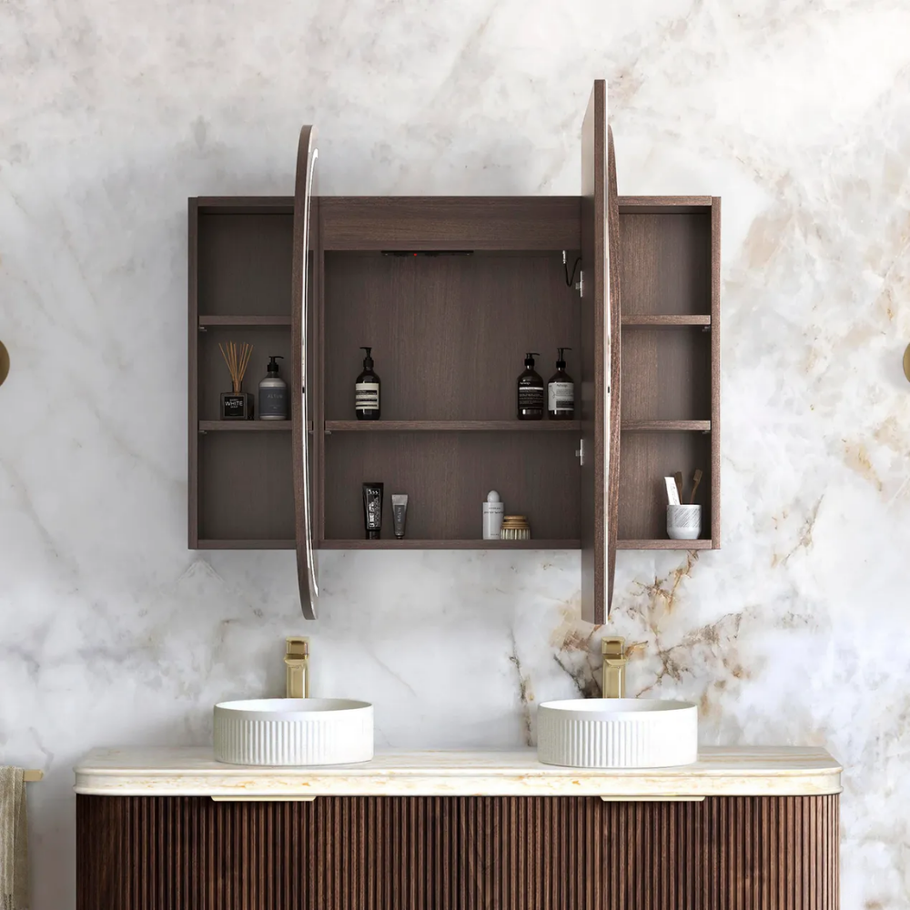 Otti Bondi LED 1500x900mm Premium Edition Shaving Cabinet Sable Walnut