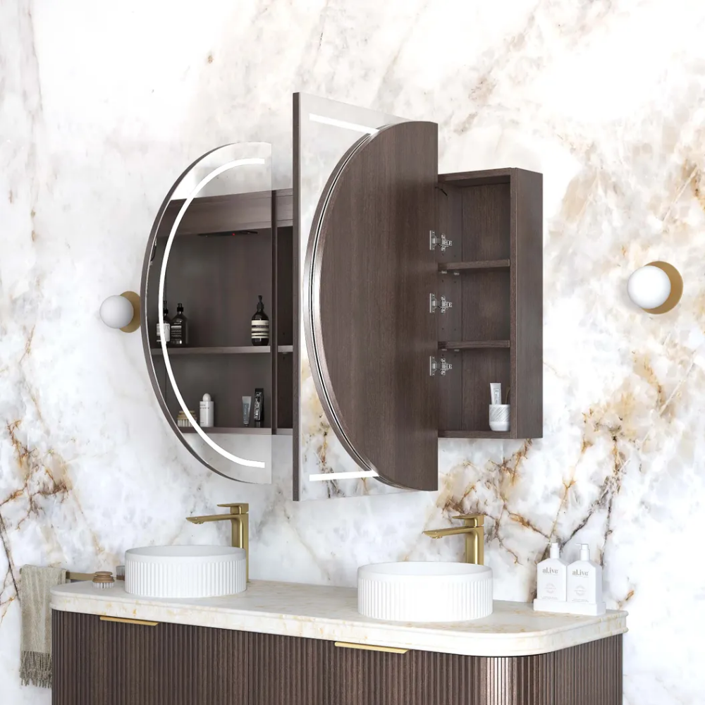 Otti Bondi LED 1500x900mm Premium Edition Shaving Cabinet Sable Walnut