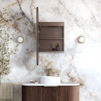 Otti LED Noosa 900mm Sable Walnut Shaving Cabinet Premium Edition