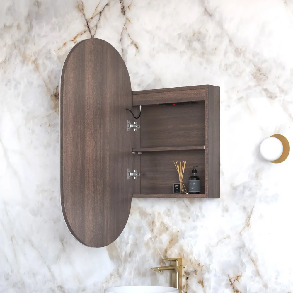 Otti LED Noosa 900mm Sable Walnut Shaving Cabinet Premium Edition