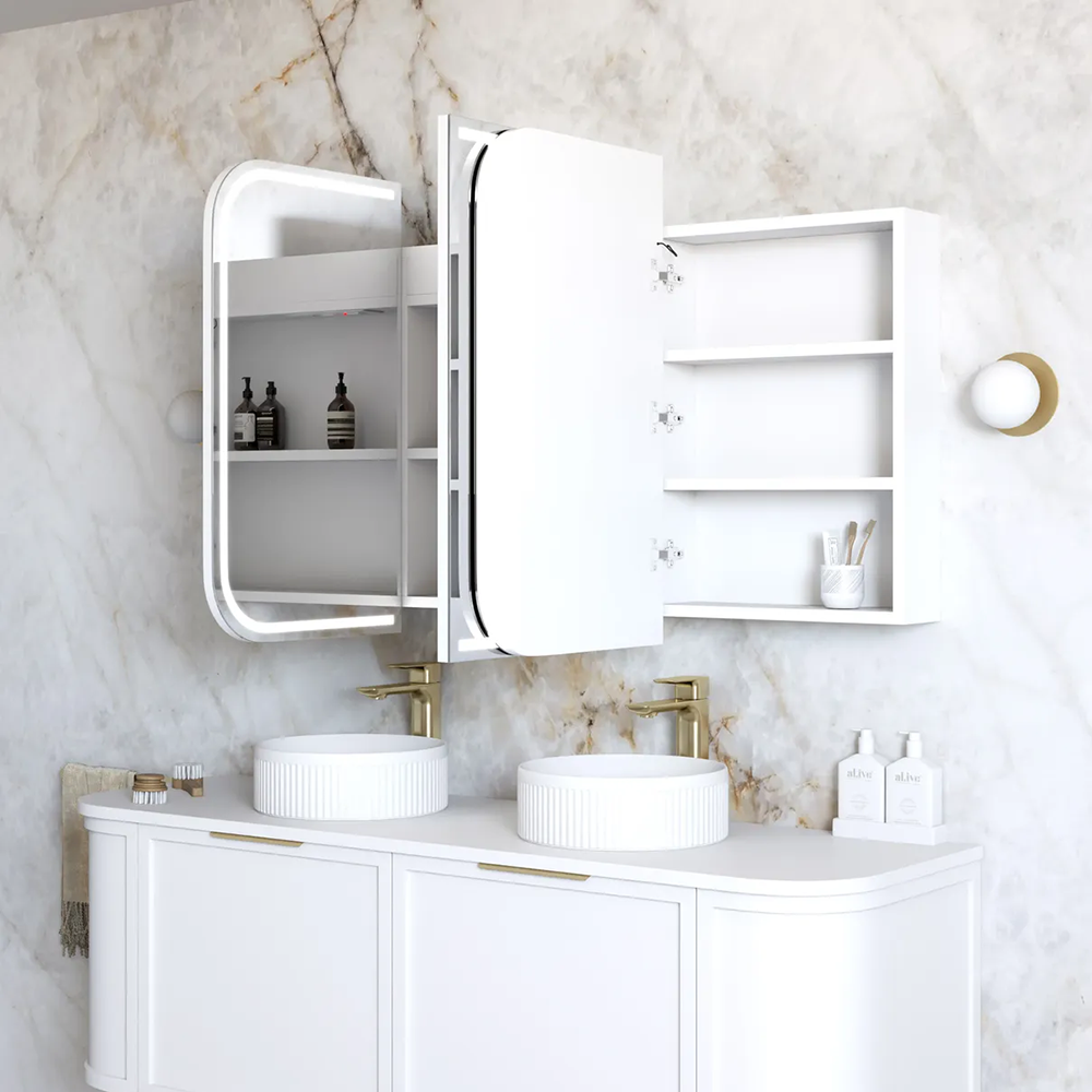 Otti Led Newport 1500mm White Shaving Cabinet Premium Edition Matte White