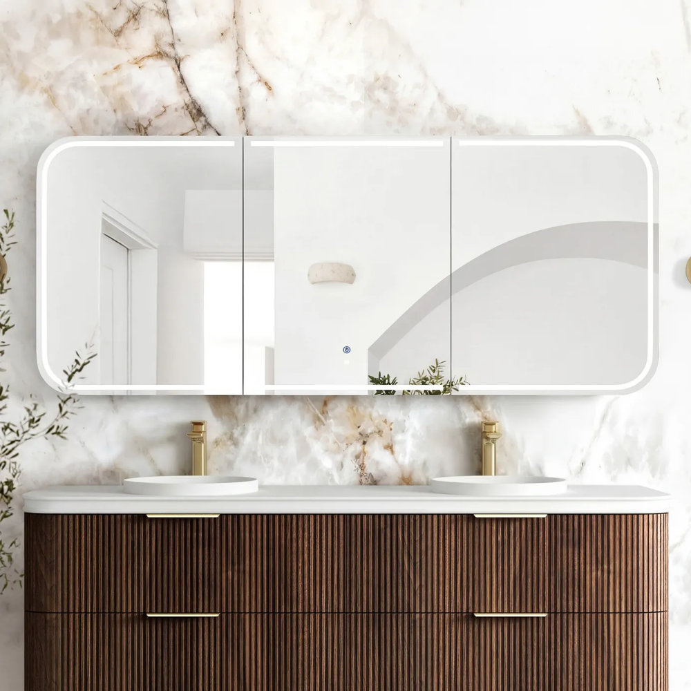 Otti LED Newport 1800mm Sable Walnut Shaving Cabinet Premium Edition