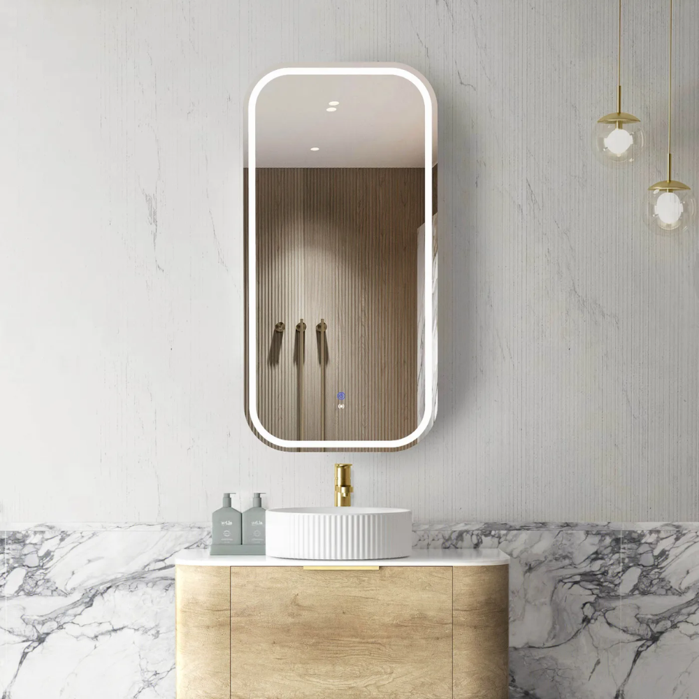 Otti LED Newport 900x450mm Natural Oak Shaving Cabinet Premium Edition
