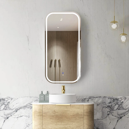 Otti LED Newport 900x450mm Natural Oak Shaving Cabinet Premium Edition