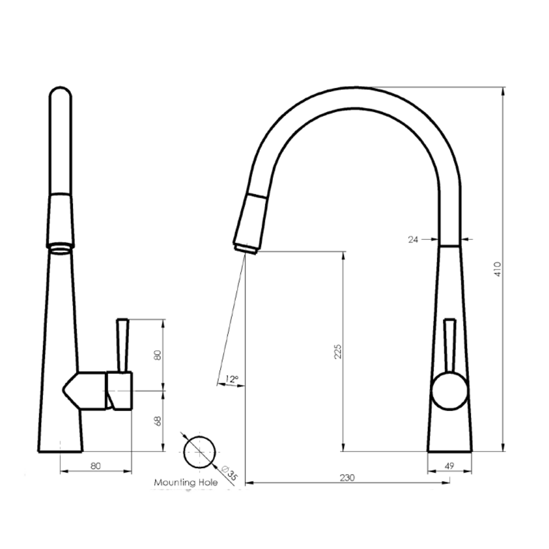 Greens Galiano Pull Down Sink Mixer