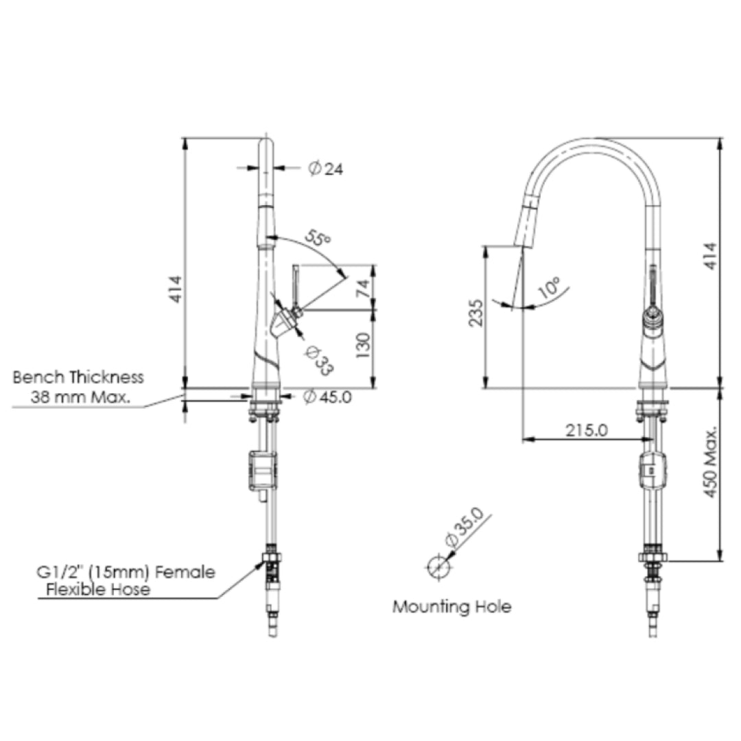 Greens Lustro II Pull-Down Sink Mixer Lead Free