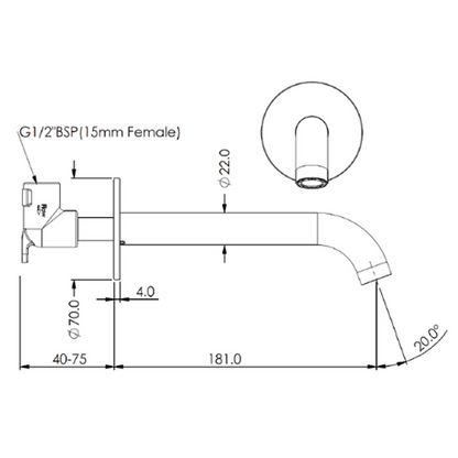 Greens Optima Plus 185mm Bath Spout