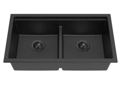 Gabrio Granite Workstation Sink 760mm, 825mm - Matte Black / Double