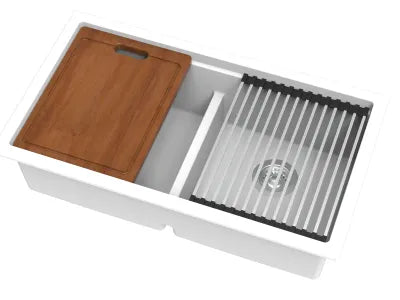 Gabrio Granite Workstation Sink 760mm, 825mm - Matte Black / Single