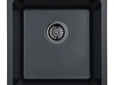 Crete Granite Sink Single Bowl - Size 350mm, 430mm, 550mm, 660mm, 730mm - 430x450x235 / Matte Black