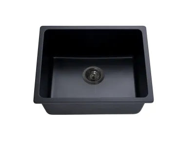 Crete Granite Sink Single Bowl - Size 350mm, 430mm, 550mm, 660mm, 730mm - 550x450x235 / Matte Black
