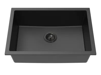 Crete Granite Sink Single Bowl - Size 350mm, 430mm, 550mm, 660mm, 730mm - 350x450x235 / Matte Black