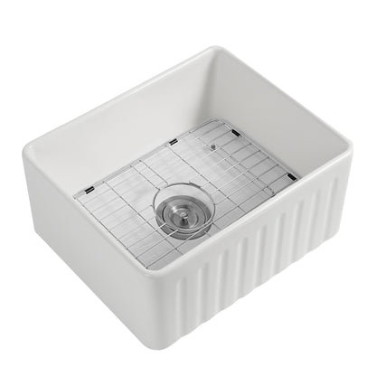 Rocca Fine Fireclay Farm House Butler Sink 610mm x 459mm x 254mm - Gloss White