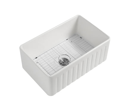 Rocca Fine Fireclay Farm House Butler Sink 760mm x 459mm x 254mm - Matte Black