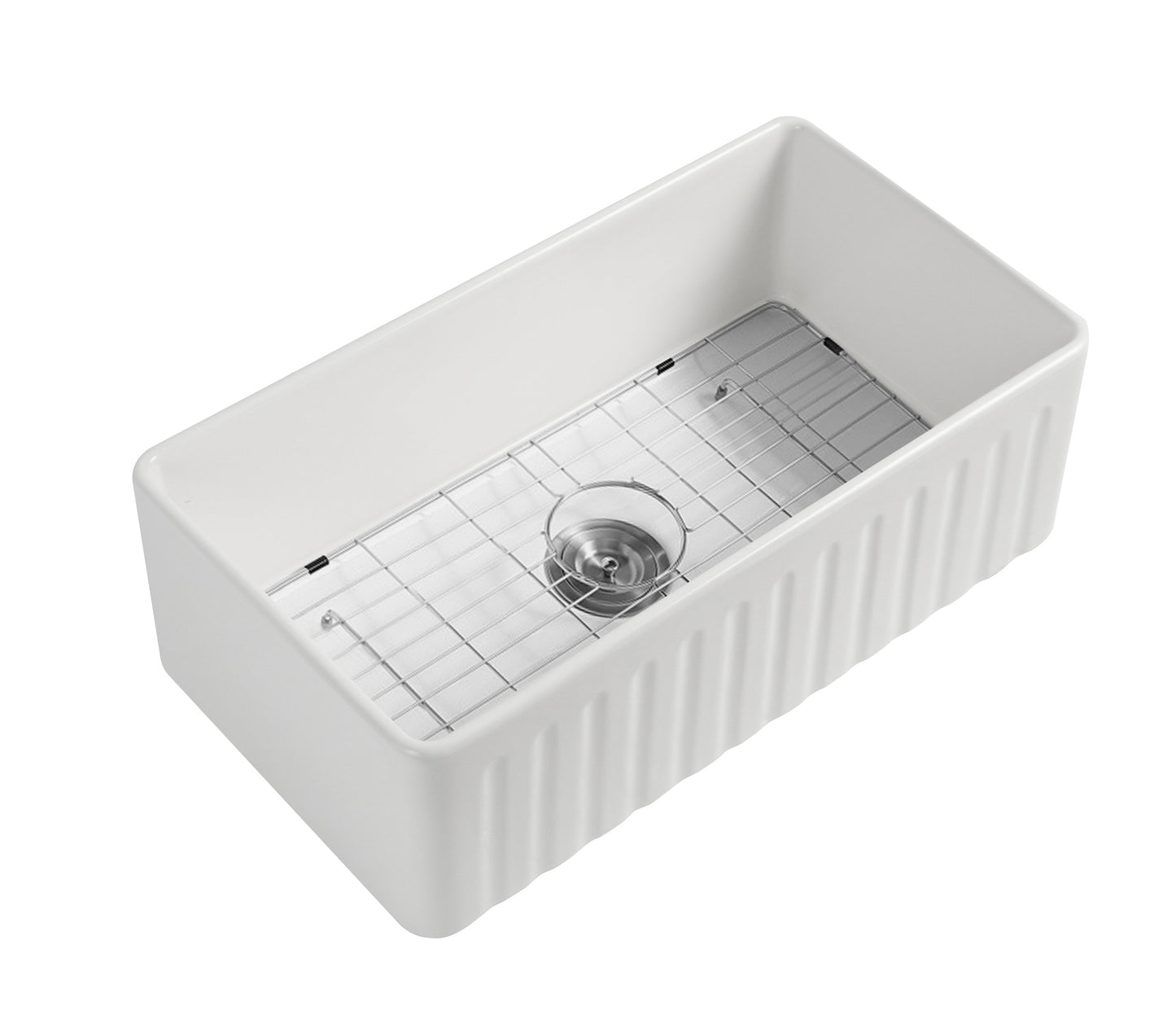 Rocca Fine Fireclay Farm House Buttler Sink 835mm x 459mm x 254mm - Gloss White / Single