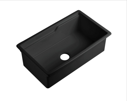 Vorona Fireclay Inset/Undermount Sink 813mm x 483mm x 255mm - Matte Black