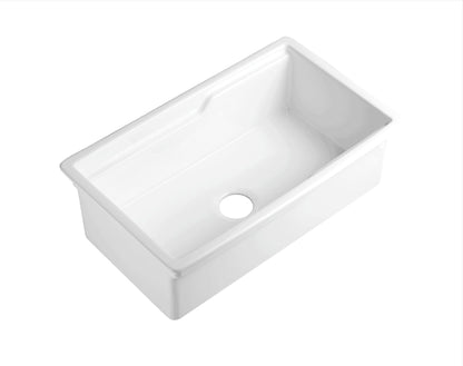 Vorona Fireclay Inset/Undermount Sink 813mm x 483mm x 255mm - Gloss White