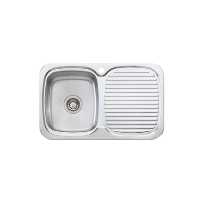 Oliveri Lakeland Single Bowl Sink With Right Drainboard Stainless Steel