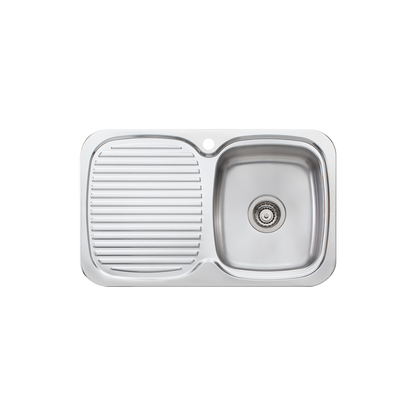 Oliveri Lakeland Single Bowl Sink With Left Drainboard Stainless Steel