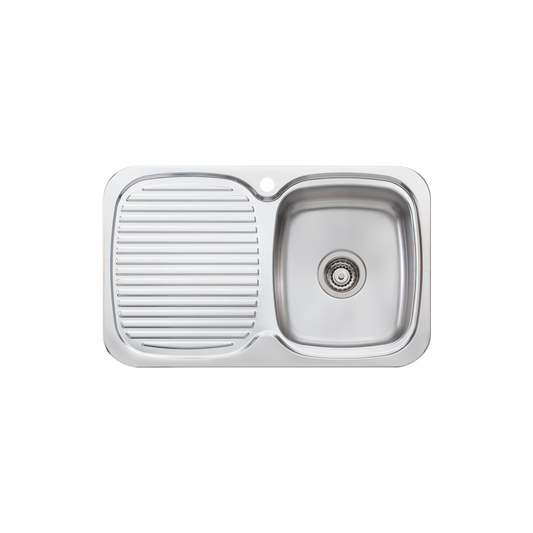 Oliveri Lakeland Single Bowl Sink With Left Drainboard Stainless Steel
