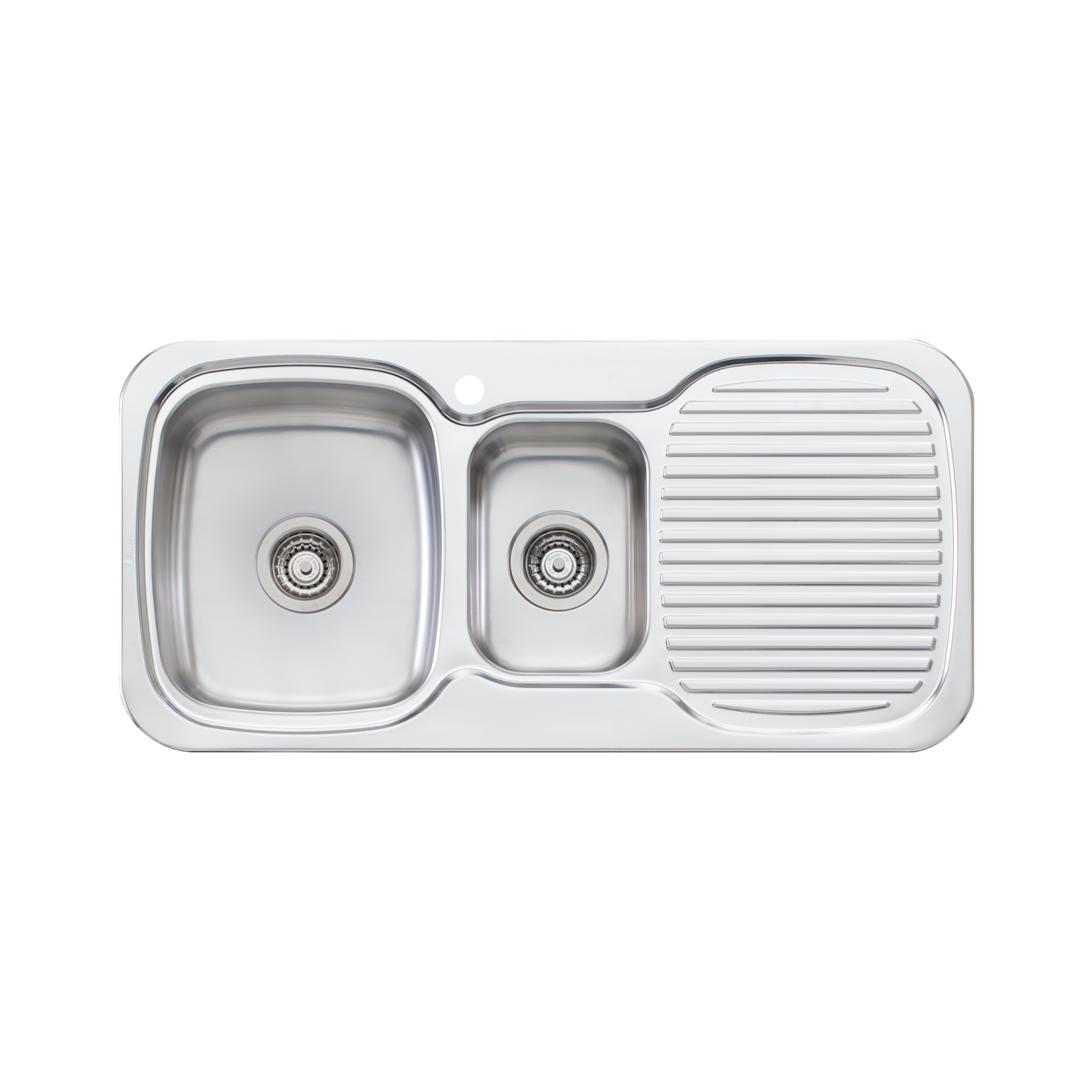 Oliveri Lakeland 1 And 1/2 Bowl Sink With Right Drainboard Stainless Steel