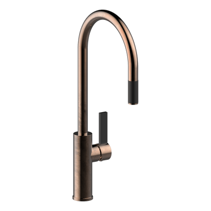 Luz Gooseneck Pull-Out Mixer Lead Free - Natural Brass