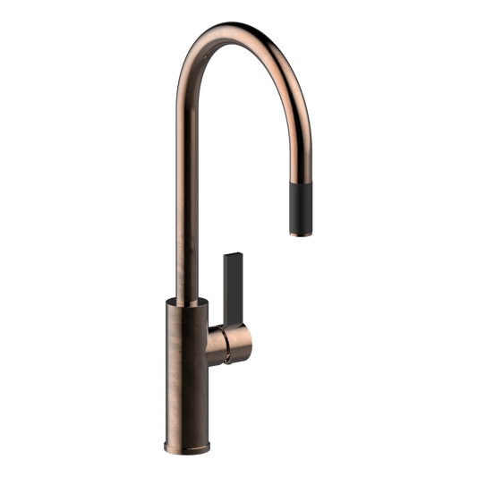 Luz Gooseneck Pull-Out Mixer Lead Free - Natural Brass