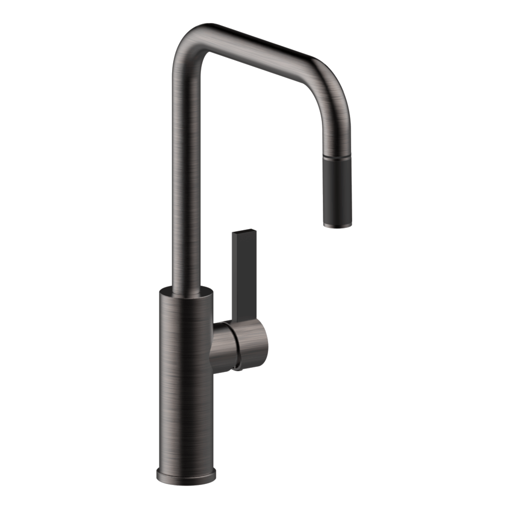 Luz Kitchen Mixer With Pull-Out Lead Free - Black Brushed Nickel