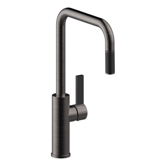 Luz Kitchen Mixer With Pull-Out Lead Free - Black Brushed Nickel