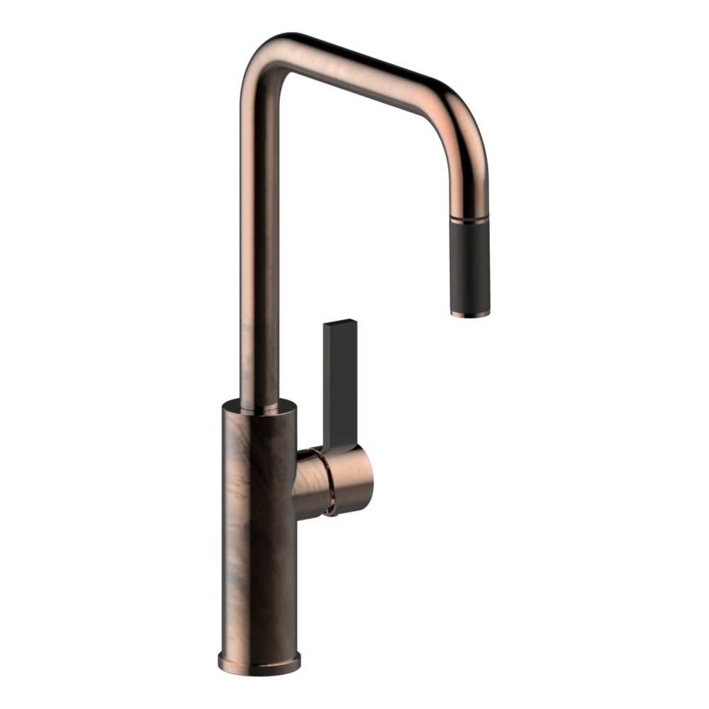 Luz Kitchen Mixer With Pull-Out Lead Free - Natural Brass