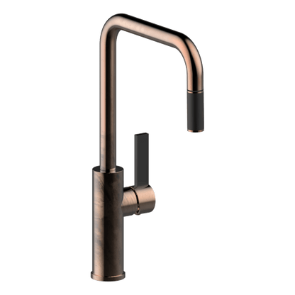 Luz Kitchen Mixer With Pull-Out Lead Free - Natural Brass