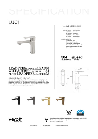 Luci Inox Basin Mixer