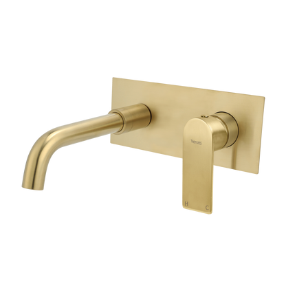Luci Inox Wall Mounted Basin/Bath Mixer w/-190 Spout - Brushed Bronze