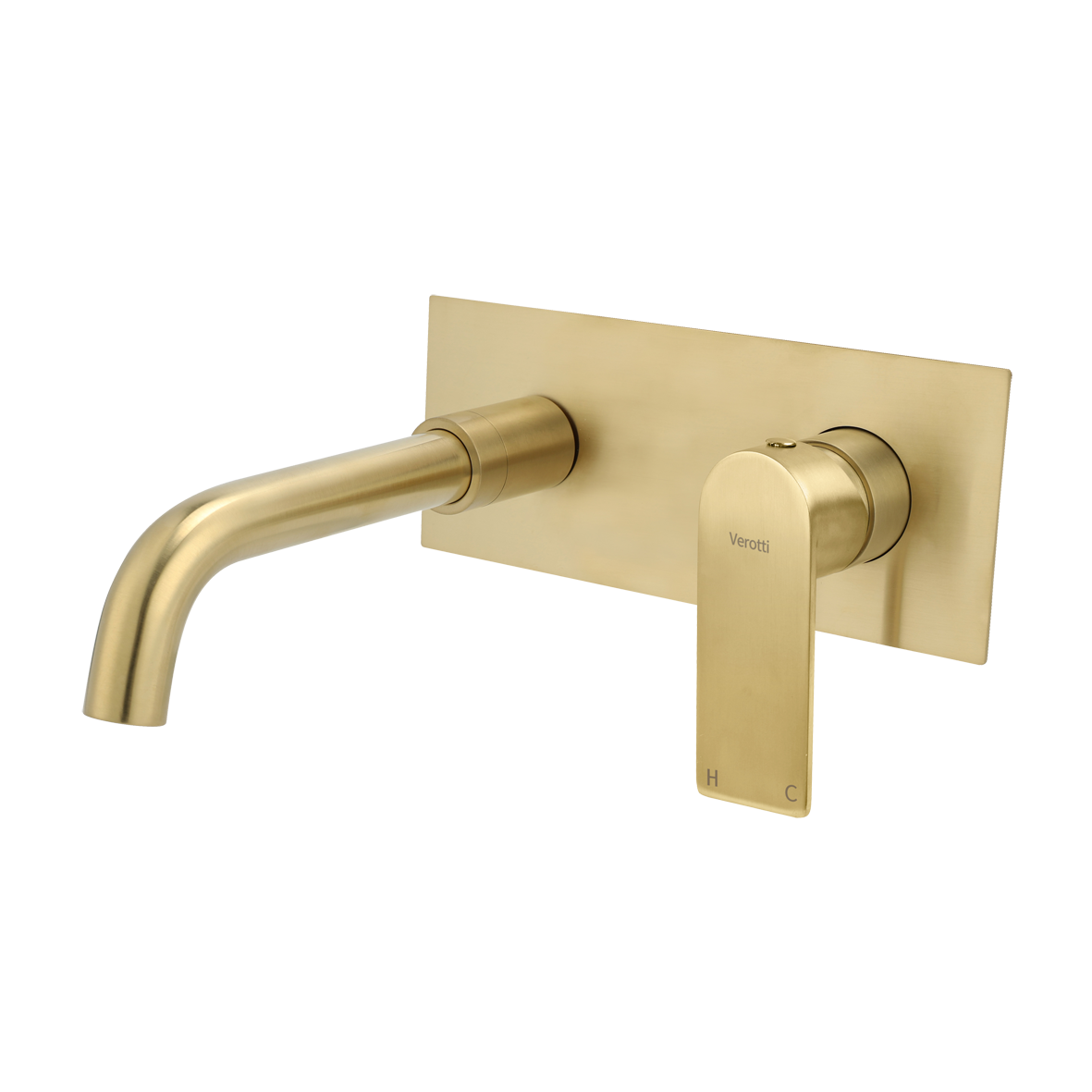 Luci Inox Wall Mounted Basin/Bath Mixer w/-190 Spout - Brushed Brass