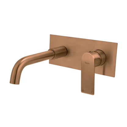 Luci Inox Wall Mounted Basin/Bath Mixer w/-190 Spout - Brushed Brass